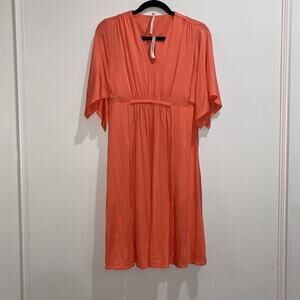 SOMA NWT $99 Sz S Soft Jersey Flutter Sleeve Short Shelf Bra Dress Pockets Beach